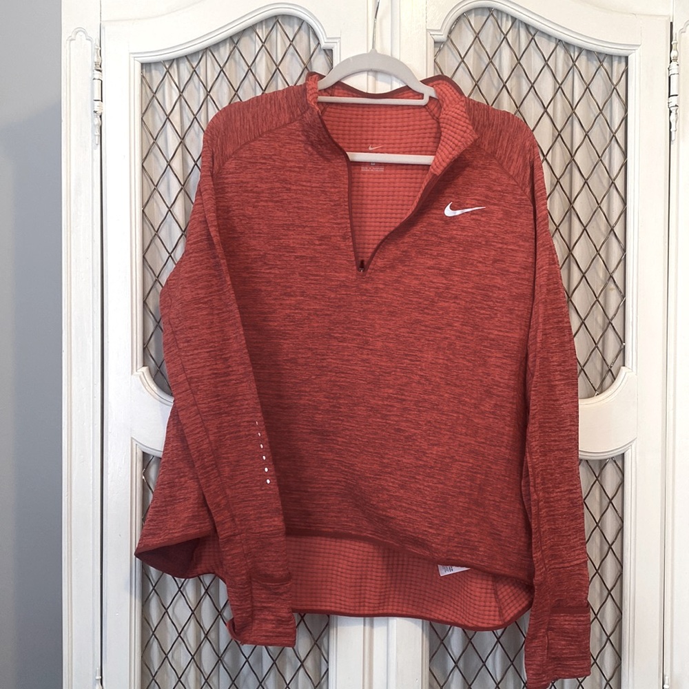 Nike Dri-fit zip up running pullover-with back pocket and hand-cover sleeves